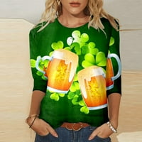 Ženska pivo štampana majica za majicu Ležerne prilikom ležerne kafe casual labava bluza za vrat
