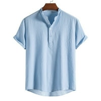 Majice za muškarce za muškarce Muškarci Ljeto tiskovina TOP košulja Collar Pamuk i posteljina Moda Najveća