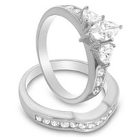 Laraso CO 2. Carat TW Marquise Trillion CZ Vjenčani prsten set u srebru Sterling za žene