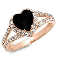 1.49ct srce od srca crne prirodne ony 18k ružičasto zlato Angažovanje halo prstena veličine 9,75