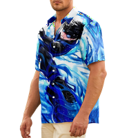 Plava brava uzorak muške havajske košulje, plava brava ljetna plaža casual gumb do pada havajske majice