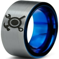 Volframovi čekić vijak prekriženi prsten za prsten za muškarce žene udobnost FIT plavi ravni rez brušeni