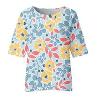 PBNBP Womens Sleeve pamučne majice Trendy Fashion Floral Crewneck Bluuses Loot FIT Ljetne majice