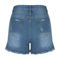 Finelylove ripped jean kratke hlače Ženske kratke hlače za ljetni usred zračenja na otvorenom na otvorenom