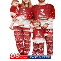 Porodica podudaranje božićne pidžame postavljeno roditelj-dijete za spavanje božićno drvcu tiska dugih