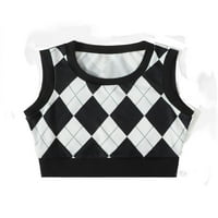 Ženske bluze i useva u obliku kratkih rasteza negetrijski casual geometrijski spremnik okrugli vrat