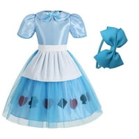 Djevojke Alice kostim haljina Halloween Alice Plave odjeće sa trakom za glavu, veličine 3-9t