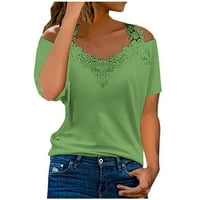 Kakina S Clearence Ženske majice za ljetni modni ženski ljetni V-izrez Ležerne prilike čipke patchwork