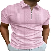 Paille muški ljetni vrhovi kratki rukav T majica rever vrat polo majica casual tenis pulover ružičasti