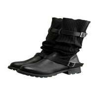 Woobling ženske čizme za čarape Ležerne prilike za čizme na koljenu Visoko pokretanje na zimskim čizme Ženske udobne cipele Elastična kopča za kopče Anti klizanje crna 9