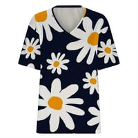Kratki rukav plus veličine za žene, ljetni V izrez Casual Modne majice Labavi fit Tunic Top Comfy soft bluza
