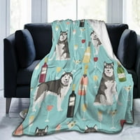 Husky Pas pokrivač Slatki husky pokloni bacanje ćebad s psom na njemu mekani flanel pokrivač za ljubitelje