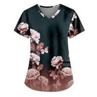 Ženski bluze Grafički printira kratki rukav modne žene TEE V-izrez Ljetni vrhovi crveni 5xl