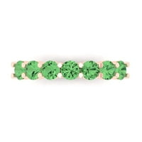 1. CT sjajan okrugli rez simulirani zeleni dijamant 14k Rose Gold Spackible Band SZ 6