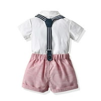 Lovskoo Toddler Boys Formalno odijelo Gospodo školske uniforme odijelo za bebe Ljeto odijelo cvjetne tiskarske košulje kratke hlače s kratkim rukavima Top fotografija set performansion