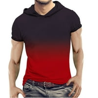 Nova modna majica za muškarce Loose Fit 3D gradijent boje Ispis kratkih rukava Top s kapuljačom ljetni odmor na otvorenom TEE majice crveno m