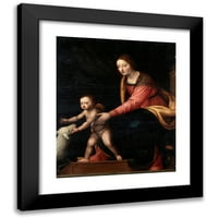 Bernardino Luini Crni moderni uokvireni muzej umjetnički print pod nazivom - Madona i dijete