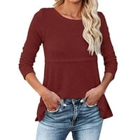 SNGXGN ženski pulover čvrsti pleteni džemper pulover vrpce vrhovi čvrstih prugasti džemperi za žene,