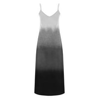 Ženske haljine ispisane V-izrez sunčana haljina za sunčanje Letnja haljina bez rukava siva 5xl