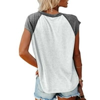 Veatzaer ženska majica kratkih rukava ljetni okrugli vrat u boji blok TEE labav casual top