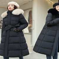 Down super duga jakna ženska koljena zimska jakna žena sa gustim crnim kaputom u zimskom toplom kaputu