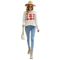Njshnmn Ženska modna modna džemper CREW vrat Ležerne prilike Tuntic Thelyweight Pulover, XL
