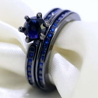 Podudarni prstenovi Par prsten crni pozlaćeni 1ct plavi cz Ženski za žene za vjenčanje žene
