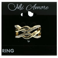 MI Amore Crystal-Ring-Ring-Ring Gold-Tone veličine 8.00
