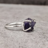 Prirodni ametist prsten, grubi ametist draguljski prsten, februar, prsten, sterling srebrna, ženski