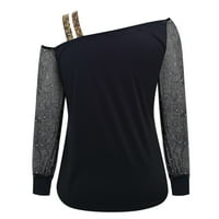 SayHi casual treptaj bluza za bluzu tiskane mreže majica Splice duge žene vrhovi ramena hladne žene