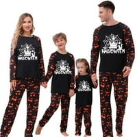 Halloween pidžama za obiteljski sjaj Dvorac Ispis dugih rukava + hlače