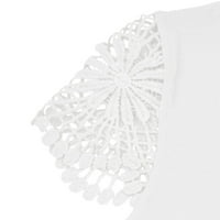 Ženski ljetni V-izrez leptir tiskani vrhovi T-majice Ležerne prilike Casual Craght rukava bijela XXL