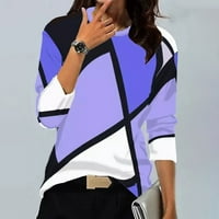 Zunfeo casual vrhovi za žene Trendy Loop Fit Crewneck majica Comfy patchwork dugih rukava Tunts Newn