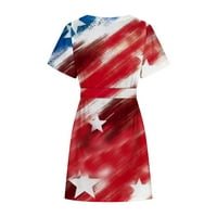 Juebong Dnevne majice Oblačno odobrenje Žensko ljeto 4. srpnja SAD Zastava Ispis Midi haljina Labavi