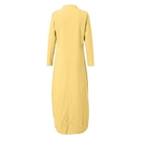 Follure Maxi haljine za žene cvjetni ispisani haljini s dugim rukavima sljepni rub baggy kaftan duga