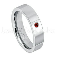 Cijevni rez volfram Prsten - 0,07ct Solitaire Garnet prsten - Personalizirani vjenčani prsten za volfram