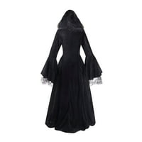 YourAo srednjovjekovna haljina za renesanse Gothic Retro Cosplay kostim čipka dugih rukava za zavoj