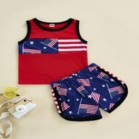 Arvbitana Toddler Baby Boy 4. jula Outfit 3T 4T AMERIKANSKI FLAVNI PISM ZA FLAVNU TEMSKE TRAKSKE KRATKE Ljetna odjeća Dan nezavisnosti
