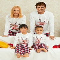 Porodica podudaranje božićnih padžama outfits, tiskani vrhovi s dugim rukavima + elastične plaćene hlače
