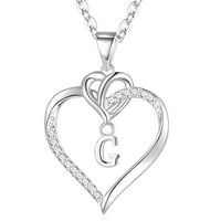 Srce Početne ogrlice za žene Djevojke 14K pozlaćeno kubično cirkonij Dainty Heart Početna Privjesna