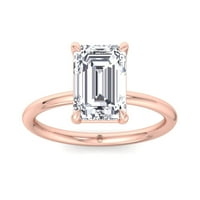 Melsa - Emerald Cut Moissanite Lab- Diamond Tanki pojas Zaručni prsten
