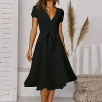 Finelylove crne cvjetne haljine duga ljetna haljina za ženske košulje haljina kratki kratki rukav tiskani