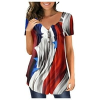 Plus size američka košulja za zastave za žene 4. jula Henleyji košulje Flowy Ljetni vrhovi Nasleđeni