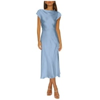 Gaiseeis Women-ova satensku haljinu Viseći izrez SOLID bez rukava Seksi Split Dress Light Blue XL