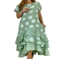 Voguele Ladies Maxi haljine ructe ljeto plaža sandress polka točkice duga haljina kaftan zelena 2xl
