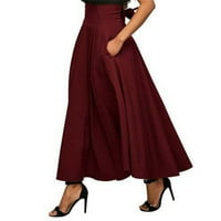 Hhchenyulemon High Squik nagledne suknje žene Vintage Flares Full suknja Swing Džepna haljina