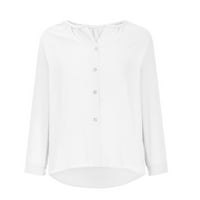 V-izrez s dugim rukavima V-izrez Čvrsti proljetni bluze za žene plus odobrenje ispod $ bijela veličine