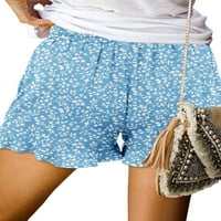 Wassery Women Ljeto Ležerne kratke hlače Elastične struke cvjetne pruge Print ruffled Shorts sa džepom