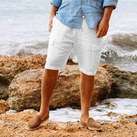 Wofedyo teretni pantalone za muškarce Muške proljeće za odmor za odmor na plaži Hawaii Solid Boja pamučna posteljina Multi džep teretni kratke hlače za muškarce