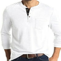 Abtel Men T majice dugih rukava Majica Labavi fit bluza Muška modna ured pulover bijeli 2xl